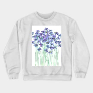 Purple Daisies in Watercolor & Colored Pencil Crewneck Sweatshirt